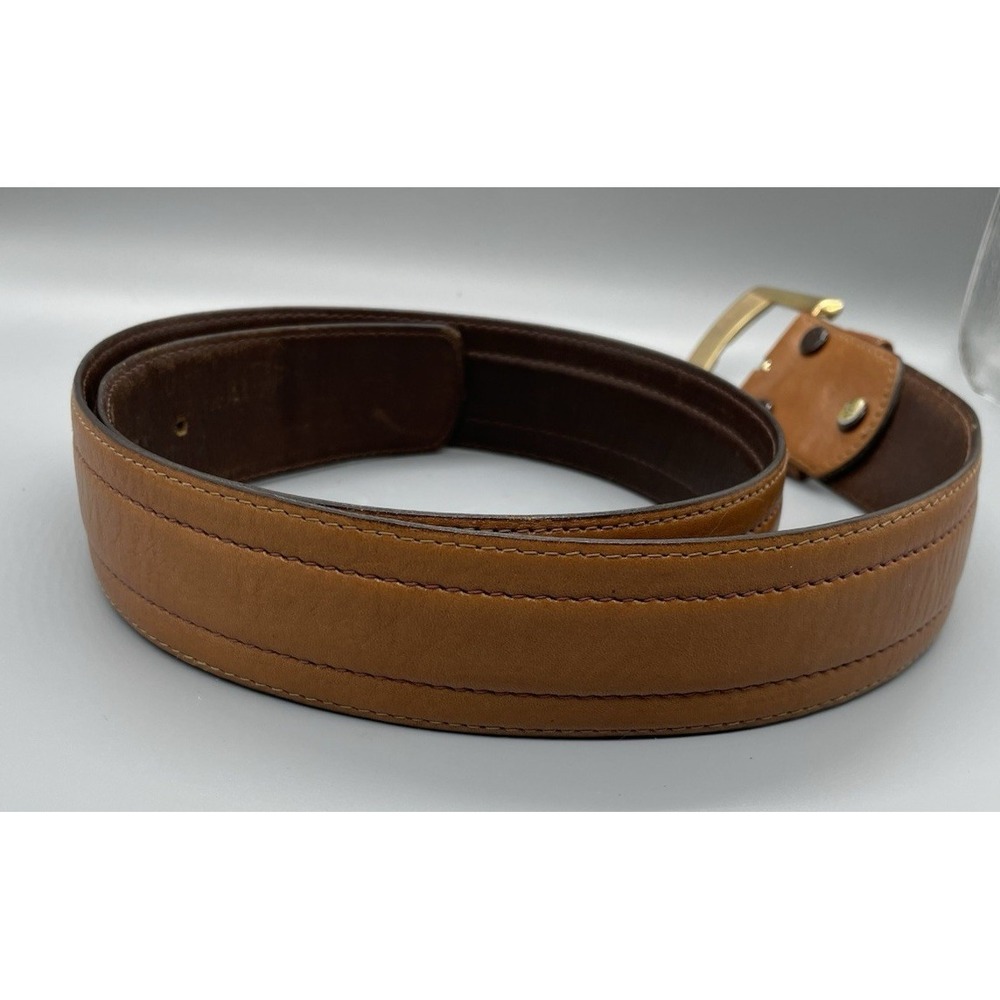 Vintage 1970's Lennards  Glove Leather 1 1/2" Belt‎ w/ Brass Hardware Size 36